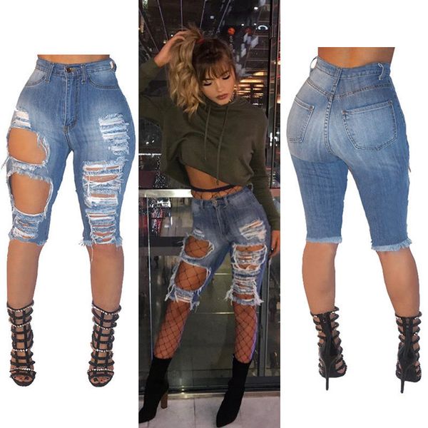 2018 fashion korean women female big hole knee length high waist jeans stretch feet pencil blue pants jeans
2018 fashion korean women female big hole knee length high waist jeans stretch feet pencil blue pants jeans