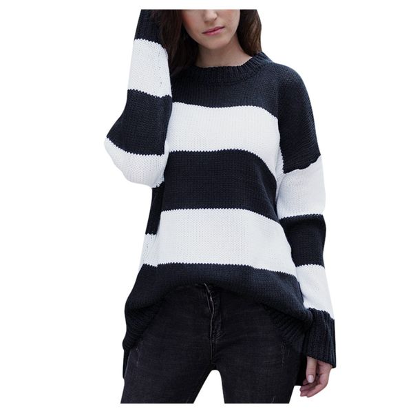 korean style casual striped printed long sleeve patchwork pullover female plus size feminino clothes winter women sweater, White;black
korean style casual striped printed long sleeve patchwork pullover female plus size feminino clothes winter women sweater, White;black