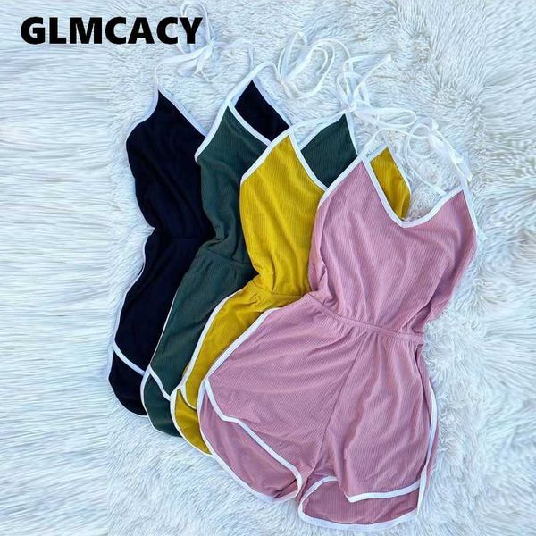 women solid halter rompers fitness bodysuits casual home loungewear backless short romper, Black;white
women solid halter rompers fitness bodysuits casual home loungewear backless short romper, Black;white