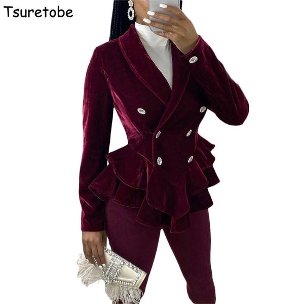 women's jackets tsuretobe elegant ruffle velvet women autumn long sleeve short coat cascading double-breasted outerwear female, Black;brown
women's jackets tsuretobe elegant ruffle velvet women autumn long sleeve short coat cascading double-breasted outerwear female, Black;brown