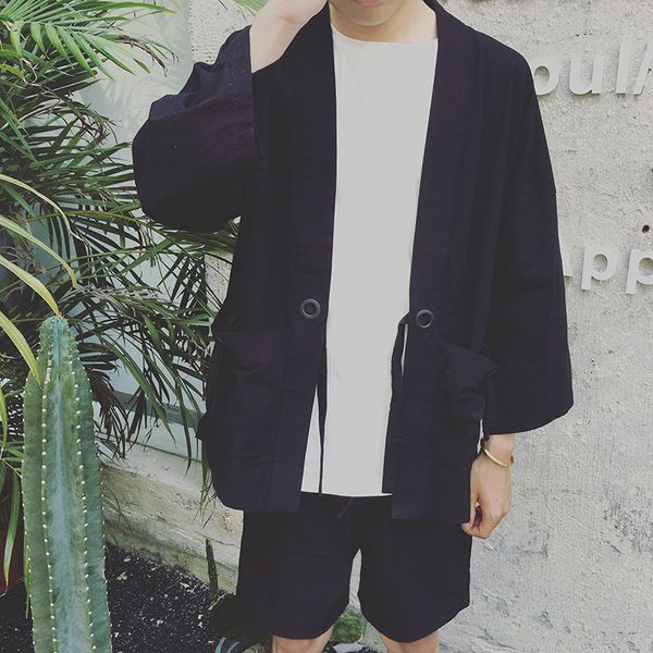 high-quality japanese chinese style loose shirt linen sleeve shirt men's thin cardigan kimono robes large size jacket, White;black
high-quality japanese chinese style loose shirt linen sleeve shirt men's thin cardigan kimono robes large size jacket, White;black
