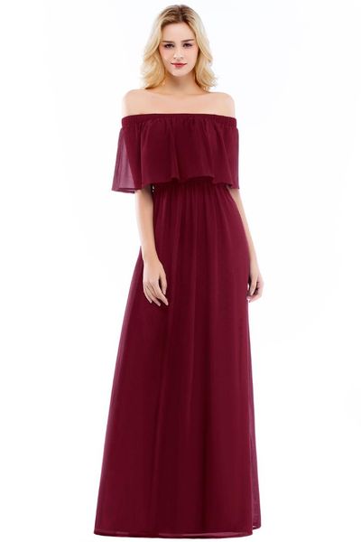 in stock off shoulder long party dress burgundy black ruffle chiffon evening dress boat neck a line formal vestidos novia, White;black
in stock off shoulder long party dress burgundy black ruffle chiffon evening dress boat neck a line formal vestidos novia, White;black