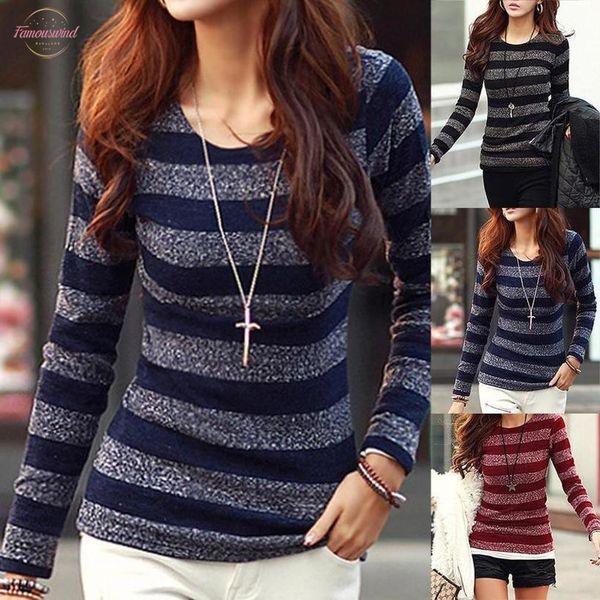 new women fashion striped long sleeve round neck pullover spandex slim fit bottoming drop shipping, White
new women fashion striped long sleeve round neck pullover spandex slim fit bottoming drop shipping, White