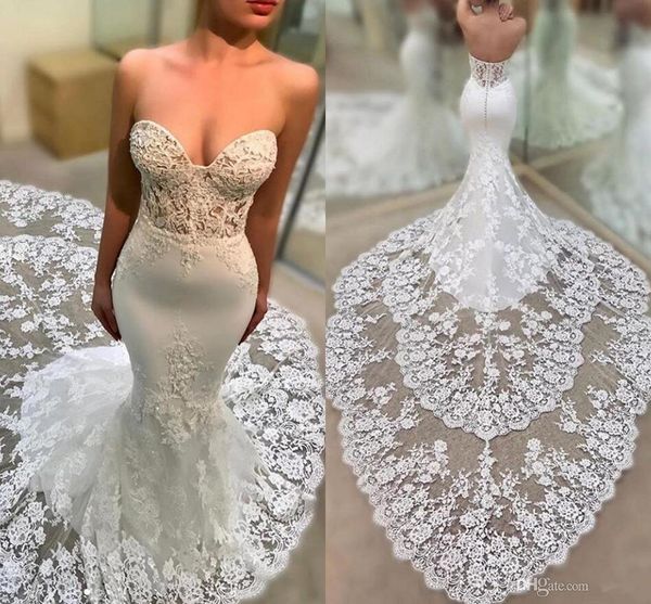 sweetheart mermaid wedding dresses 2020 arabic backless lace robes de mariee tiered court train bridal gown plus size robe de mariee, White
sweetheart mermaid wedding dresses 2020 arabic backless lace robes de mariee tiered court train bridal gown plus size robe de mariee, White