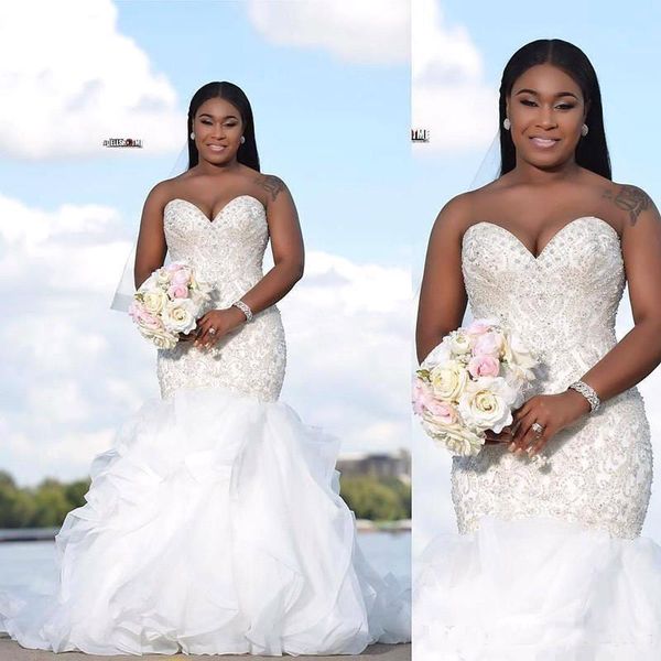 luxury arabic sweetheart cascading organz ruffles mermaid wedding dresses south african beaded backless major beaded crystals bridal gowns, White
luxury arabic sweetheart cascading organz ruffles mermaid wedding dresses south african beaded backless major beaded crystals bridal gowns, White
