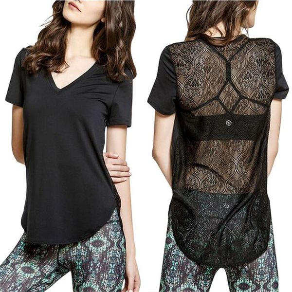 2020 new design women yoga shirt with lace fitness v neck short sleeve t shirts running shirts quick dry black t shirt, White;red
2020 new design women yoga shirt with lace fitness v neck short sleeve t shirts running shirts quick dry black t shirt, White;red