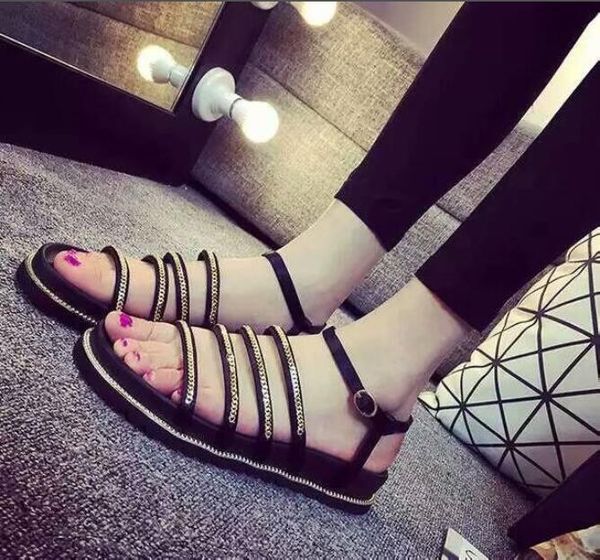 new arrival womens flat heel sandals summer pumps ankle strap dress pure copper metal chain female buckle shoes sz35-40, Black
new arrival womens flat heel sandals summer pumps ankle strap dress pure copper metal chain female buckle shoes sz35-40, Black