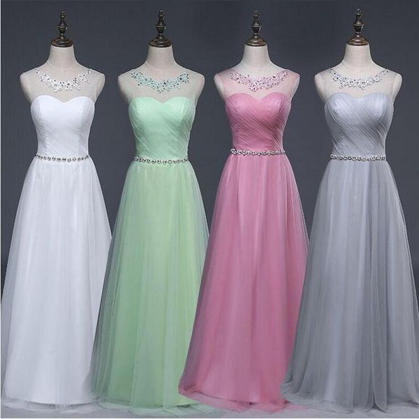 beading tulle long bridesmaid dresses lace up 2019 floor length wedding party dress with lace appliques, White;pink
beading tulle long bridesmaid dresses lace up 2019 floor length wedding party dress with lace appliques, White;pink