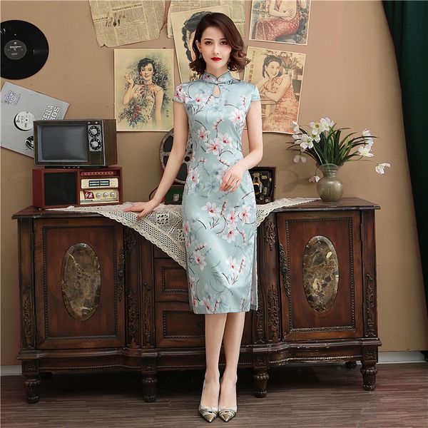 elegant print flower slim qipao vintage mandarin collar satin cheongsam summer short sleeve split vestidos plus 3xl, Red
elegant print flower slim qipao vintage mandarin collar satin cheongsam summer short sleeve split vestidos plus 3xl, Red