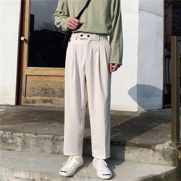 2020 summer new loose men's pants wild solid color mens fashion straight pants young men business classic wide leg trousers, Black 
2020 summer new loose men's pants wild solid color mens fashion straight pants young men business classic wide leg trousers, Black
