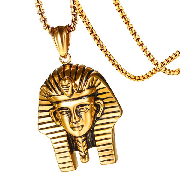 egyptian pharaoh pendant for men necklace gold stainless steel 24" box chain, Silver
egyptian pharaoh pendant for men necklace gold stainless steel 24" box chain, Silver
