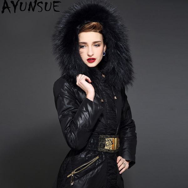 ayunsue women's down jacket winter jacket women real raccoon fur collar down coat female parka long jackets chaqueta mujer my, Black
ayunsue women's down jacket winter jacket women real raccoon fur collar down coat female parka long jackets chaqueta mujer my, Black