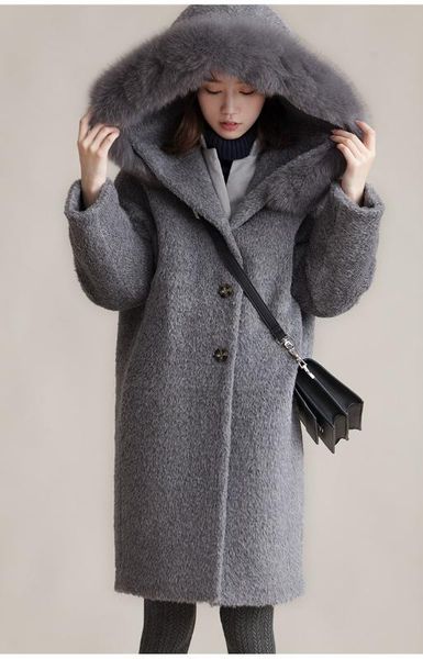 women's single-breasted coat woolen fur collar warm jacket long female long outwear autumn winter, Black
women's single-breasted coat woolen fur collar warm jacket long female long outwear autumn winter, Black