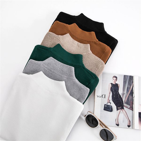 autumn winter half-neck solid women sweater skinny elastic knitted pullover soft femme spring jumper bottom shirt, White;black
autumn winter half-neck solid women sweater skinny elastic knitted pullover soft femme spring jumper bottom shirt, White;black