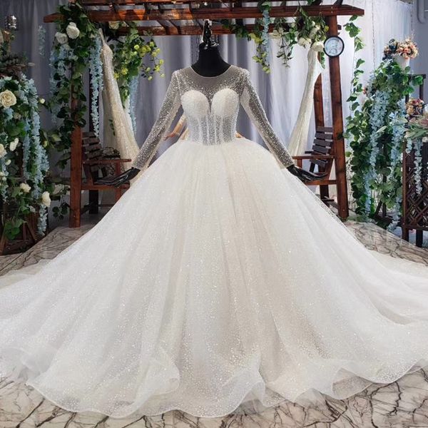 2020 new design simple wedding dresses o-neck long sleeve button back beading sequined lace illusion women wedding dress vesrido de noiva, White
2020 new design simple wedding dresses o-neck long sleeve button back beading sequined lace illusion women wedding dress vesrido de noiva, White