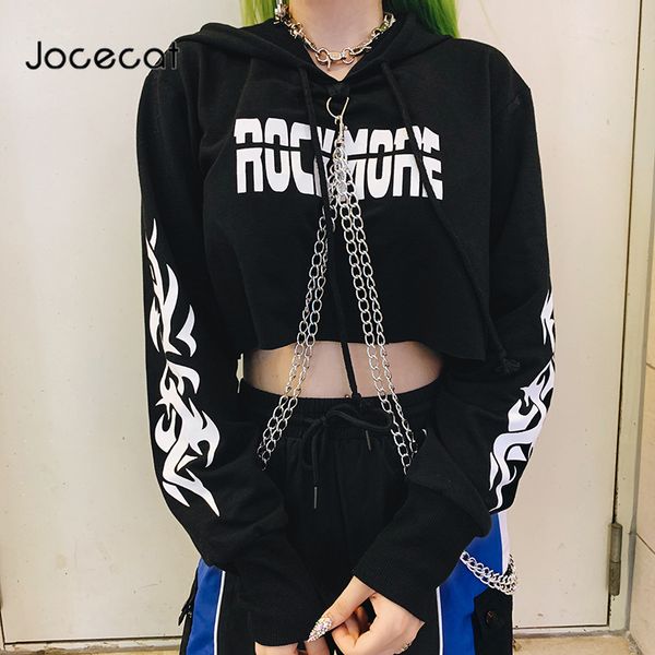 punk gothic black crop hoodies women print chains casual pullover sweatshirt long sleeve hip hop autumn winter hoodie 
punk gothic black crop hoodies women print chains casual pullover sweatshirt long sleeve hip hop autumn winter hoodie
