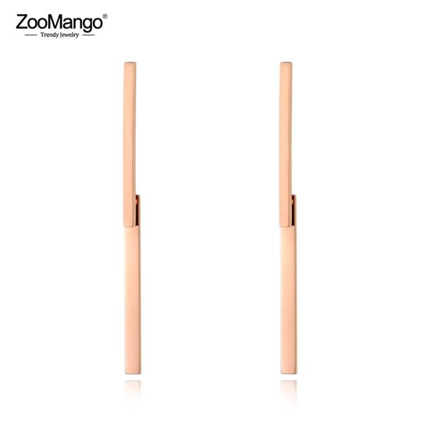 zoomango stainless steel geometric double long strip earrings jewelry trendy rose gold chain & link earrings for women ze19120, Golden;silver 
zoomango stainless steel geometric double long strip earrings jewelry trendy rose gold chain & link earrings for women ze19120, Golden;silver