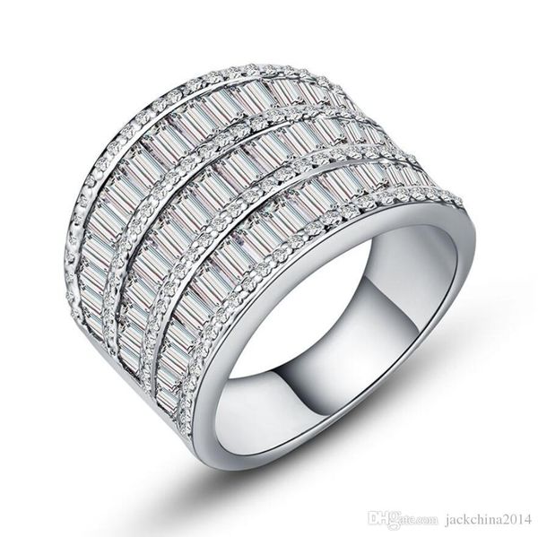 victoria wieck luxury jewelry wide ring for women 925 sterling silver &white gold plated princess white z cz diamond party wedding rings, Slivery;golden