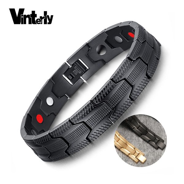 vinterly black men bracelet hand chain health energy germanium magnetic bracelet male stainless steel bracelets for men jewelry, Golden;silver
vinterly black men bracelet hand chain health energy germanium magnetic bracelet male stainless steel bracelets for men jewelry, Golden;silver