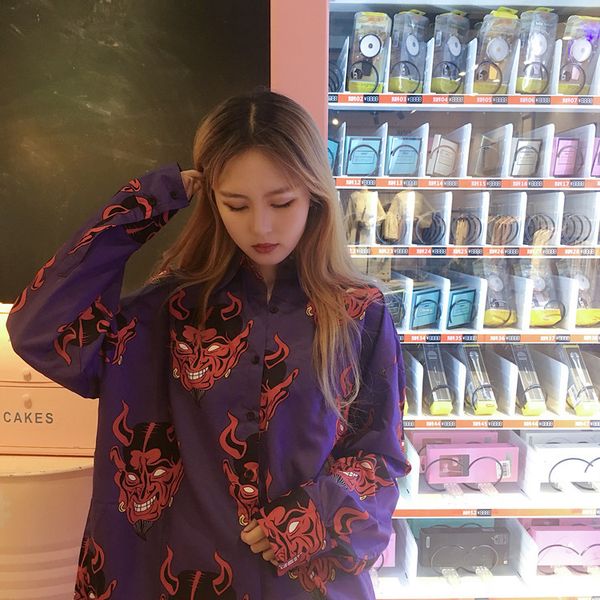 korean-style ulzzang spring and summer women's harajuku bf style demon printed japanese-style loose-fit shirt dress sun shirt fa, Black
korean-style ulzzang spring and summer women's harajuku bf style demon printed japanese-style loose-fit shirt dress sun shirt fa, Black