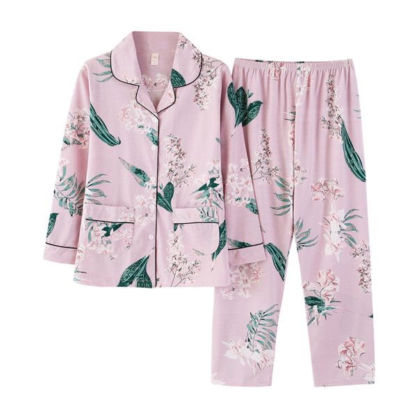 autumn women's pajamas sets with flower print fashion female cotton two pieces shirts + pants nighties sleepwear, Blue;gray
autumn women's pajamas sets with flower print fashion female cotton two pieces shirts + pants nighties sleepwear, Blue;gray