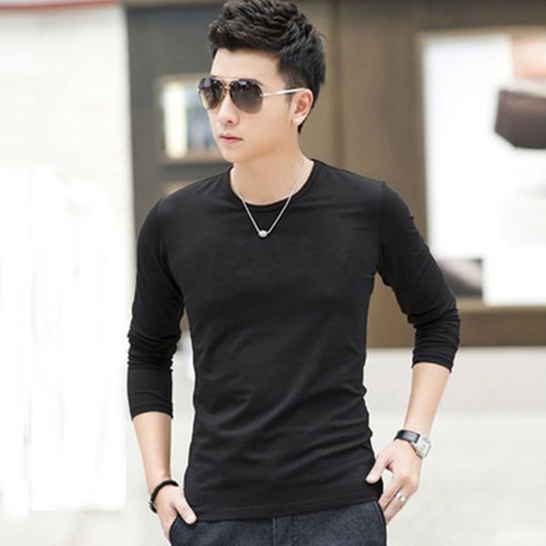 autumn men's long-sleeved t-shirt slim fit crew neck men's base shirt korean-style solid color on clothes fashion wear, White;black
autumn men's long-sleeved t-shirt slim fit crew neck men's base shirt korean-style solid color on clothes fashion wear, White;black