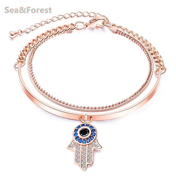 simple double copper plated rose gold bracelet female individual palm devil's eye bracelet, Golden;silver
simple double copper plated rose gold bracelet female individual palm devil's eye bracelet, Golden;silver