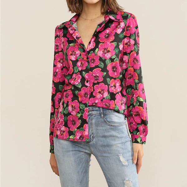 women floral print shirt slim blouses slim loose blouse shirt button down turn down collar long sleeve chiffon, White
women floral print shirt slim blouses slim loose blouse shirt button down turn down collar long sleeve chiffon, White