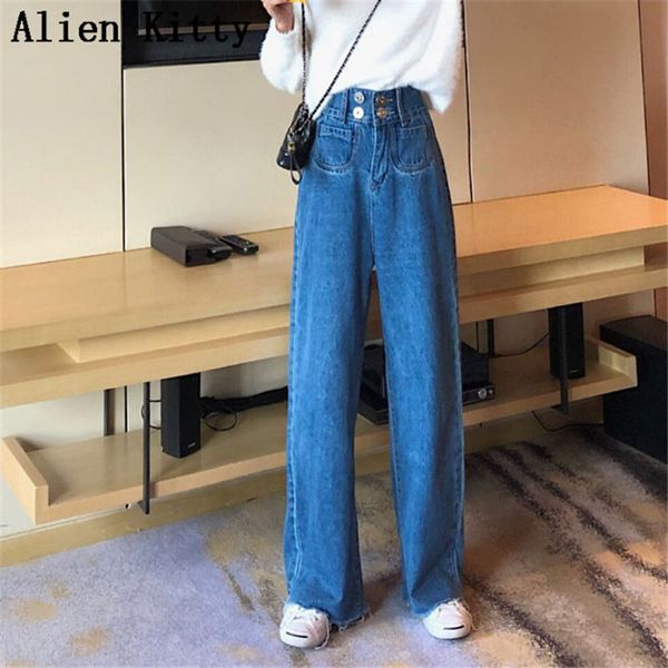 alien kitty 2019 fashion new jeans empire female denim straight four buttons loose women stylish simple solid plus size pants, Blue
alien kitty 2019 fashion new jeans empire female denim straight four buttons loose women stylish simple solid plus size pants, Blue