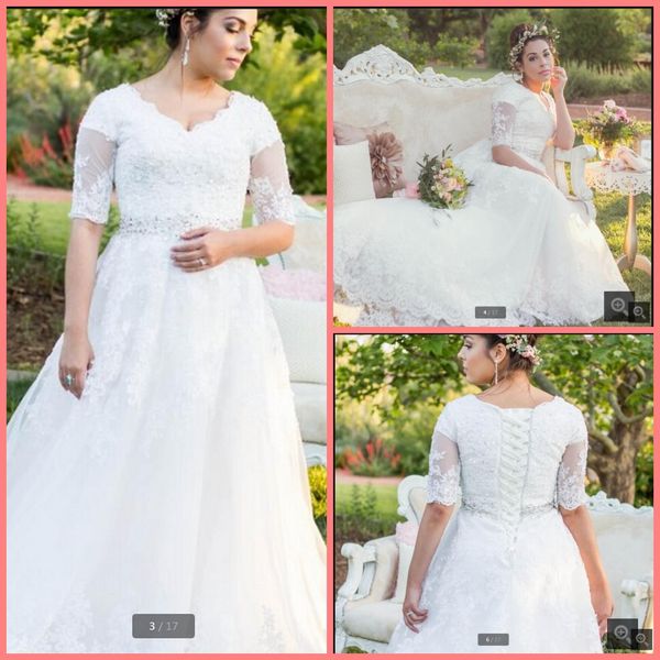 2019 robe de soiree white lace a line modest wedding dresses muslim women half sleeve lace appliques wedding gowns v neck corset bride dress
2019 robe de soiree white lace a line modest wedding dresses muslim women half sleeve lace appliques wedding gowns v neck corset bride dress
