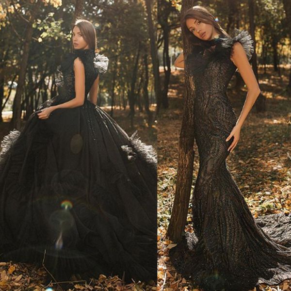 black mermaid prom dresses modest evening dress with overskirt party pageant gowns special occasion dress dubai robes de soire, Black;red
black mermaid prom dresses modest evening dress with overskirt party pageant gowns special occasion dress dubai robes de soire, Black;red