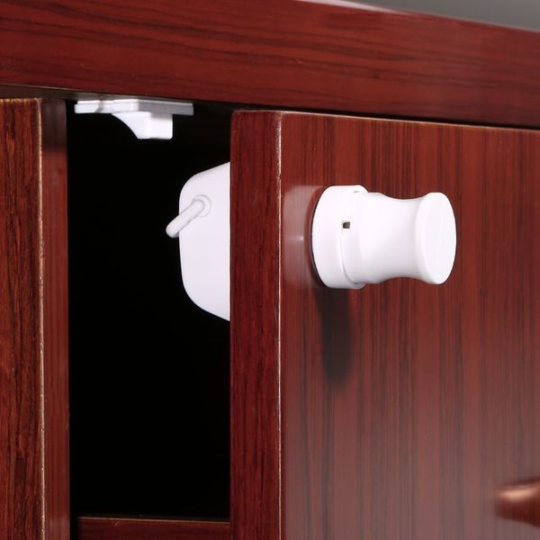 white plastic easy to install safety baby magnetic cabinet locks - no tools or screws needed (4 locks + 1 key
white plastic easy to install safety baby magnetic cabinet locks - no tools or screws needed (4 locks + 1 key
