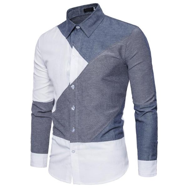 men's casual shirts men youth patchwork fashion street dress slim streetwear autumn turn down collar hombre smart male shirt, White;black
men's casual shirts men youth patchwork fashion street dress slim streetwear autumn turn down collar hombre smart male shirt, White;black