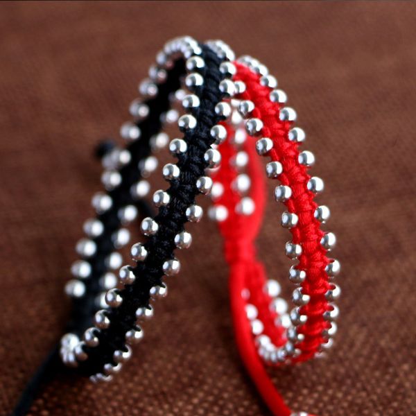 925 sterling silver lucky red bracelet handmade gift for women charm bangle jewelry c19021601, Black
925 sterling silver lucky red bracelet handmade gift for women charm bangle jewelry c19021601, Black