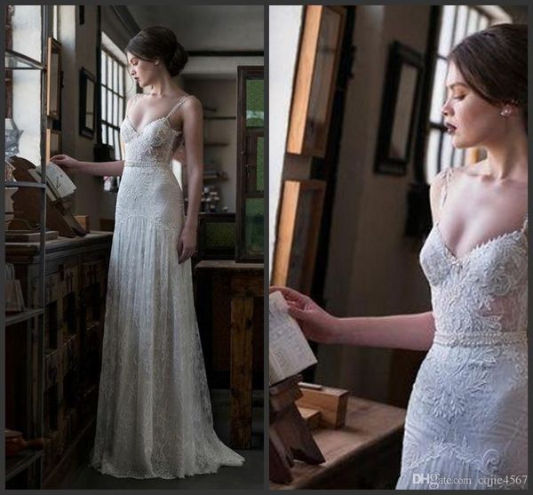 2018 new couture spaghetti lace beaded elegant full length sheath vintage 1920s bridal dress gali karten garden civil wedding dresses, White
2018 new couture spaghetti lace beaded elegant full length sheath vintage 1920s bridal dress gali karten garden civil wedding dresses, White