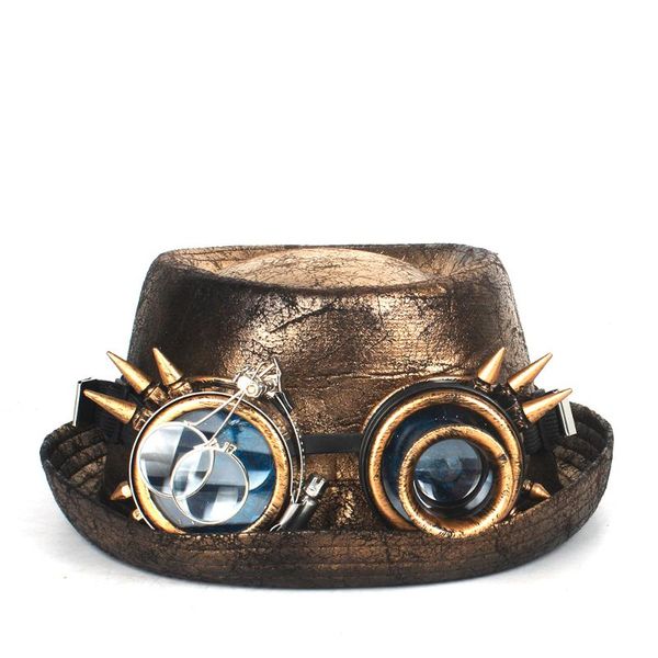 100%leather steampunk hat men fedora hat gold pork pie gear glasses flat for gentleman bowler gambler cosplay, Blue;gray
100%leather steampunk hat men fedora hat gold pork pie gear glasses flat for gentleman bowler gambler cosplay, Blue;gray