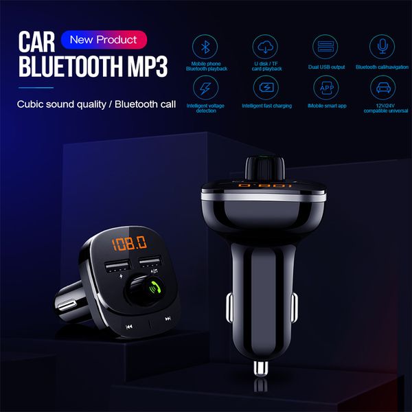 

vehemo 3.1a fm transmitter music bluetooth car kit mp3 tf card dual usb mic automobile