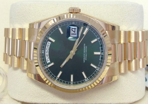 new men's wristwatches day-date 118238 18k yellow gold bracelet green dial automatic mechanical mens sports wrist watches, Slivery;brown
new men's wristwatches day-date 118238 18k yellow gold bracelet green dial automatic mechanical mens sports wrist watches, Slivery;brown