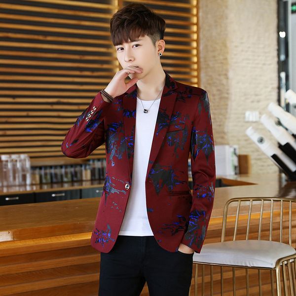 hoco 2019 new men's cultivate one's morality fashion suits youth printed leisure blazer, White;black
hoco 2019 new men's cultivate one's morality fashion suits youth printed leisure blazer, White;black