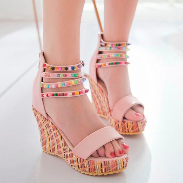 women shoes platform sandals women peep toe high wedges heel ankle buckles sandalia espadrilles female sandals shoes, Black
women shoes platform sandals women peep toe high wedges heel ankle buckles sandalia espadrilles female sandals shoes, Black
