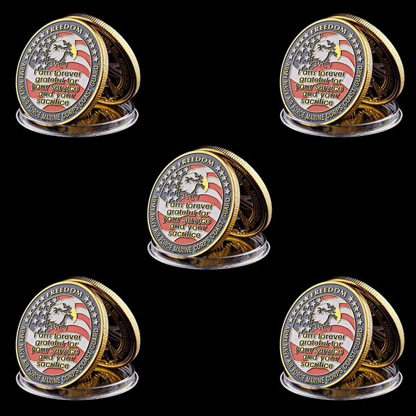 5pcs Military Coin USA Navy Army Air Force Navy Marines 1oz Gold Plated Challenge Coin Gifts
5pcs Military Coin USA Navy Army Air Force Navy Marines 1oz Gold Plated Challenge Coin Gifts