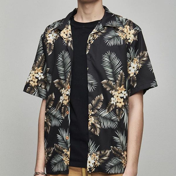 brand hawaiian floral printed black shirt short sleeve summer korea style streetwear man turn down collar camisa masculina 2020, White;black
brand hawaiian floral printed black shirt short sleeve summer korea style streetwear man turn down collar camisa masculina 2020, White;black