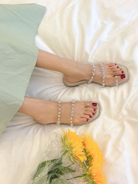 2020 summer new korean flat bottom set toe pearl fairy wind sandals and slippers fashion casual wild tide women's shoes, Black
2020 summer new korean flat bottom set toe pearl fairy wind sandals and slippers fashion casual wild tide women's shoes, Black