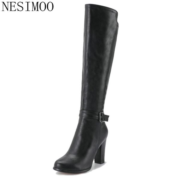 nesimoo 2019 women shoes knee high boots square high heel pu leather western style zipper ladies motorcycle shoes size 34-43, Black
nesimoo 2019 women shoes knee high boots square high heel pu leather western style zipper ladies motorcycle shoes size 34-43, Black