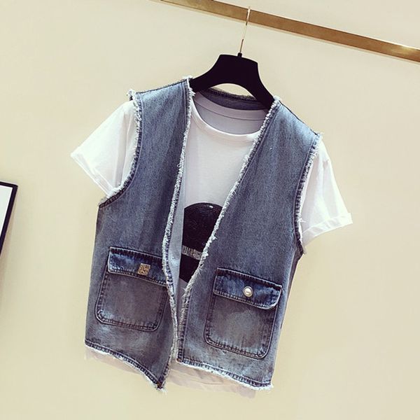 new spring summer women cowboy vest korean loose harajuku sleeveless denim jacket female short casual v-neck button waistcoat, Black;white
new spring summer women cowboy vest korean loose harajuku sleeveless denim jacket female short casual v-neck button waistcoat, Black;white