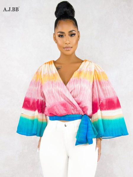 european stripe tie women's shirt fashion casual rainbow v-neck long sleeve t-shirt top, White
european stripe tie women's shirt fashion casual rainbow v-neck long sleeve t-shirt top, White