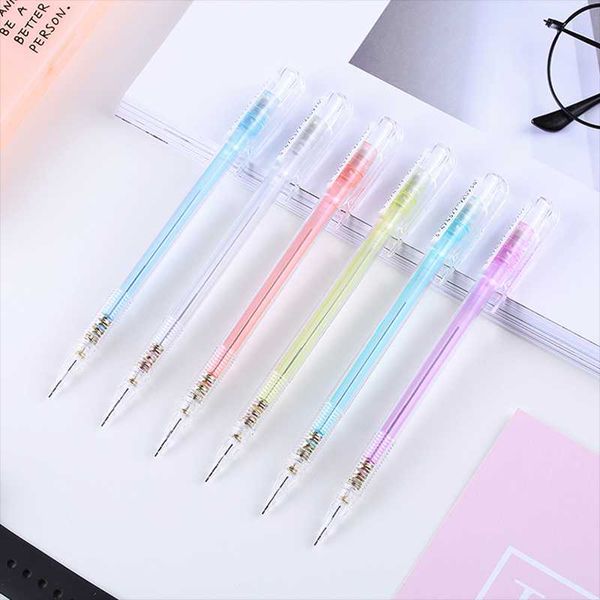 1pc 0.5mm Transpanret Colorful Mechanical Pencil Plastic Automatic Pencils Kawaii School Stationery Office Writing Supplies