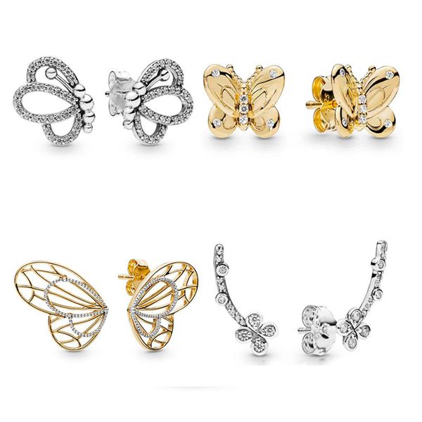 authentic 925 sterling silver butterflies flying studs earrings cz crystal for women wedding party fine jewelry, Golden;silver
authentic 925 sterling silver butterflies flying studs earrings cz crystal for women wedding party fine jewelry, Golden;silver