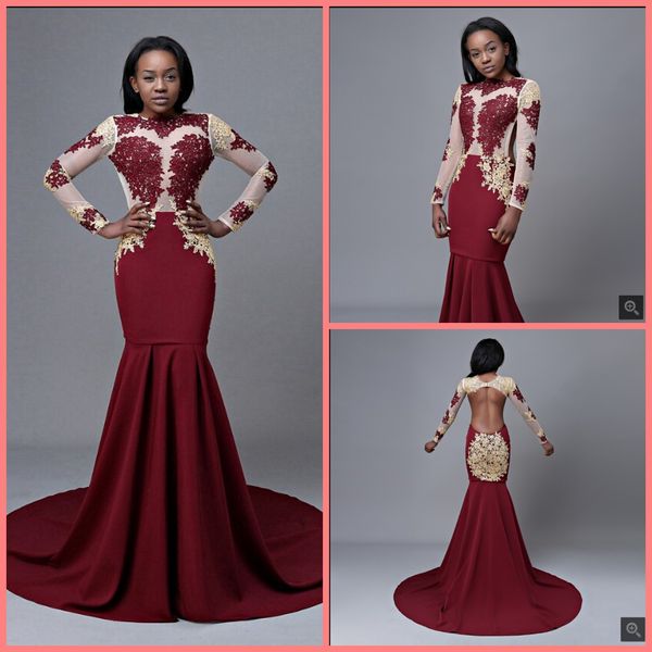 long sleeve prom dresses 2019 mermaid sheer nude scoop neckline backless burgundy mermaid african prom dress evening prom gown, Black
long sleeve prom dresses 2019 mermaid sheer nude scoop neckline backless burgundy mermaid african prom dress evening prom gown, Black