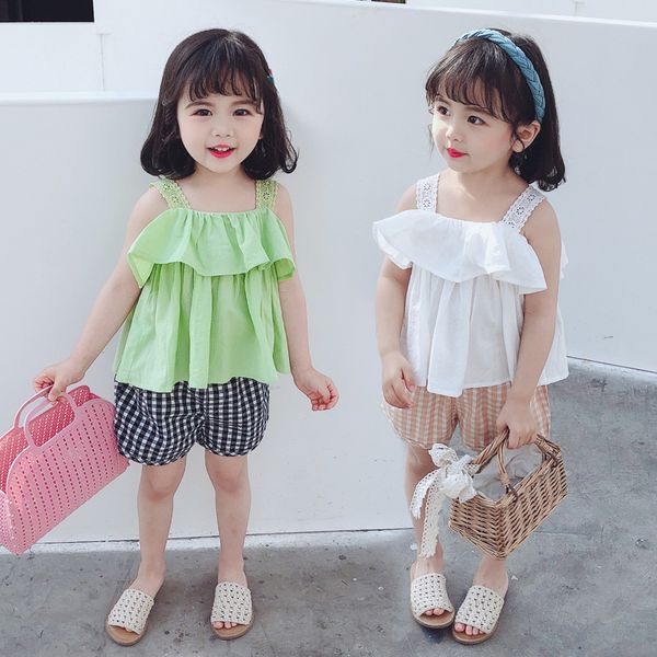 kids designer clothes 2020 summer new korean girls lace camisole shorts two-piece plaid pants a generation of wholesale, White
kids designer clothes 2020 summer new korean girls lace camisole shorts two-piece plaid pants a generation of wholesale, White